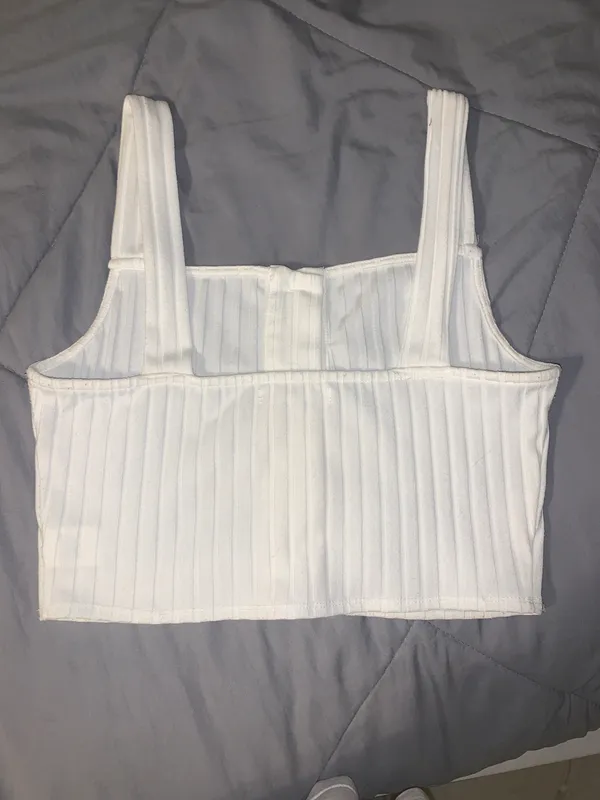 Honey Belle White Crop Tank Top - Image 3