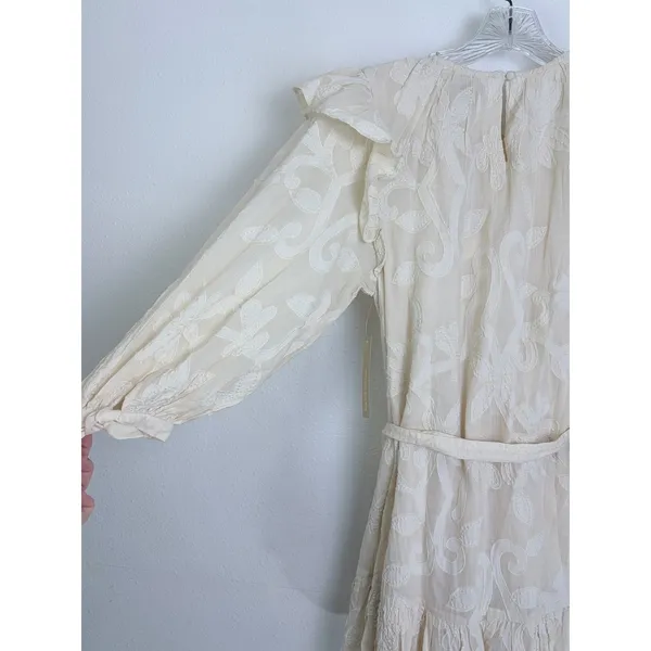 NWT Cleobella Alana Mini Dress Cream Embroidered Organic Cotton Ruffle S - Image 6