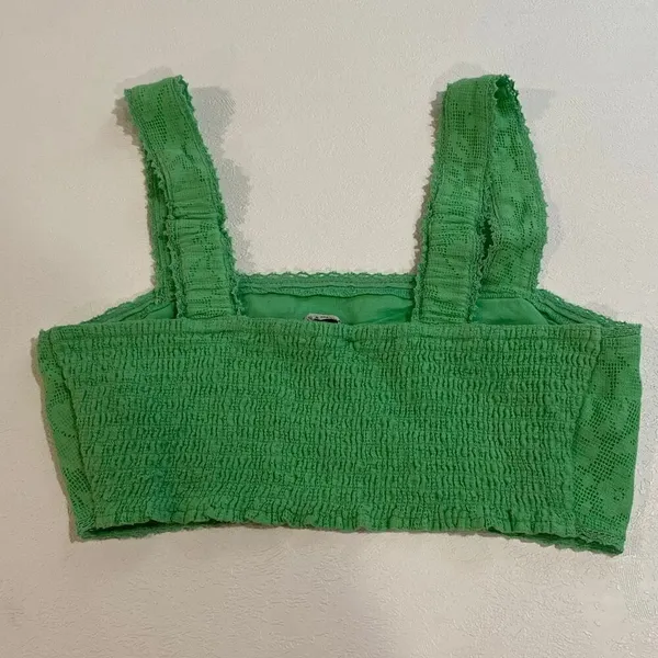 American Eagle Green Floral Lace Bralette Crop Top Women’s Size S - Image 2