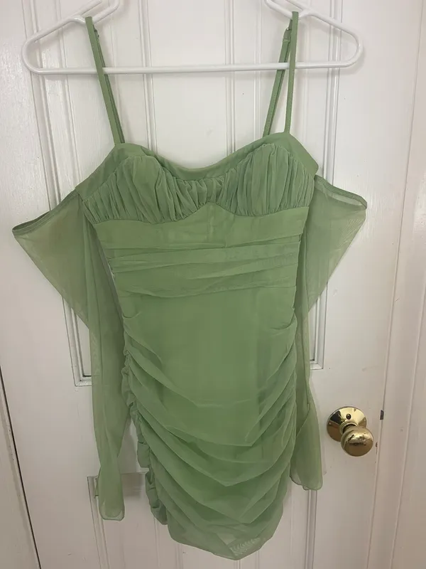 Oh Polly Green Long Sleeve Dress - Image 3
