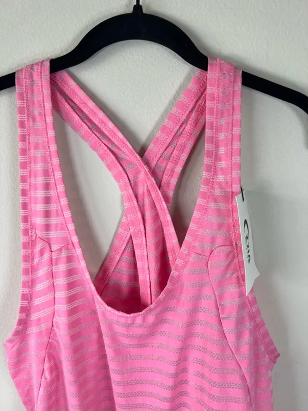 ZYIA Active Pink Nimbus Split Back Tank Top Striped Racerback Gym Workout NEW Lg - Image 3