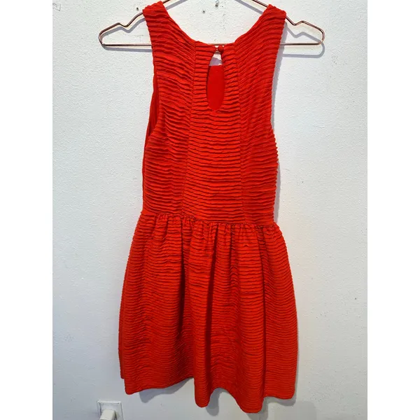 ANTHROPOLOGIE Bordeaux Orange Red Textured Sleeveless Tank Flow Mini Dress S - Image 7