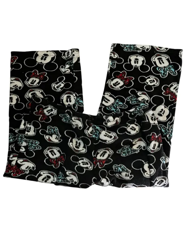 Disney Micky Mouse Minnie Cropped Pajama Pants Fleece Lounge Sleepwear Black M - Image 4