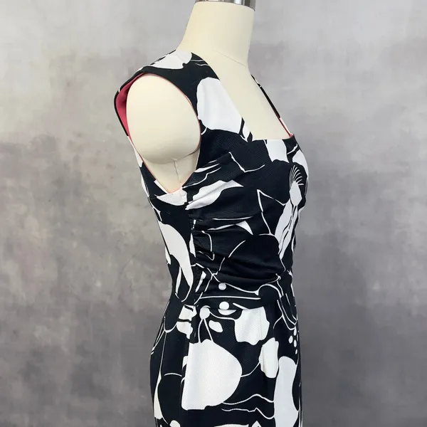 Donna‎ Ricco Floral Sheath Dress Women 6 Stretch Mod Garden Party Preppy City - Image 4