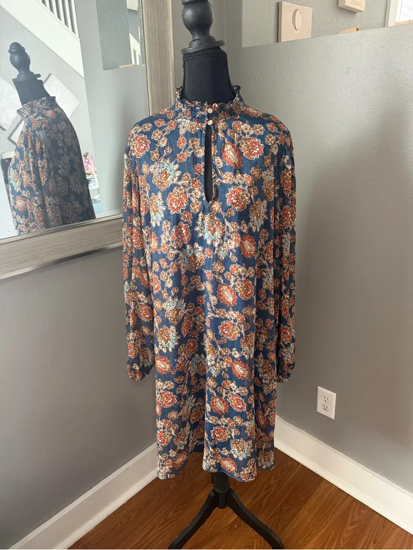 Harper Rose Sky Captain Balloon Sleeve Mockneck Trapeze Dress Victorian 14 - Image 2