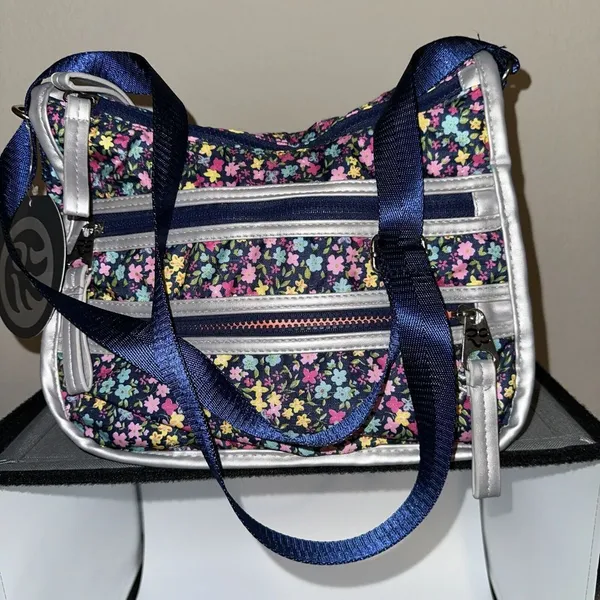 Vintage Rare Earth Stone Mountain Handbag Purse/ XBody/flower Blue Silver/NEW - Image 2