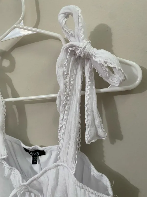 Trixxi White Tie-Shoulder Smocked Maxi Dress - Image 5