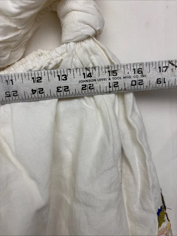 Farm Rio size XL pitanga maxi dress White Embroidered Floral Dress one shoulder - Image 9