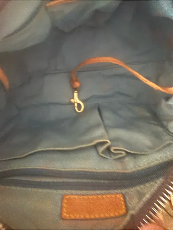 Dooney Bourke Y2K Signature Monogram Barrel Shoulder Bag Dark Brown Leather Trim - Image 12