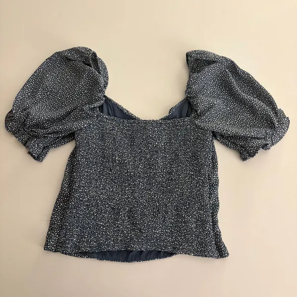 Abercrombie Navy with White Polka Dots Blouse - Image 2