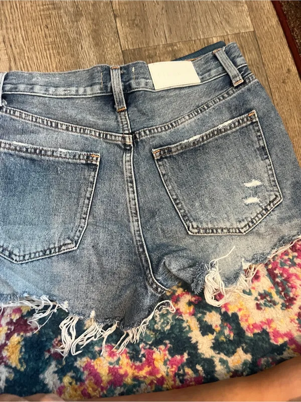 pistola medium blue distressed frayed denim shorts - Image 10