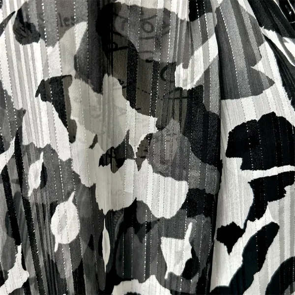 White House | Black Market Black White Chiffon Midi Dress Belted Sheer Sleeve Autumn Wedding Guest - Image 7