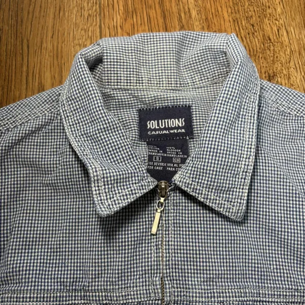 VTG 90s Blue Gingham Vest Zip Up 100% Cotton‎ Womens XS/S Cottagecore Cropped - Image 4
