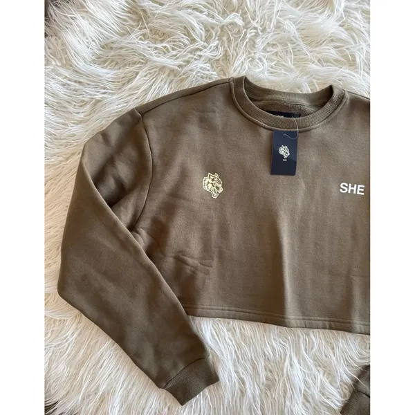 Wolves Darc Sport SHE Cursive Crop Crewneck Sage Size Small - Image 5