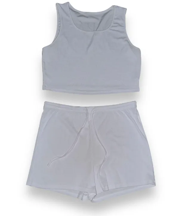 3 Piece Duster Cardigan, Shorts And Cropped Tank Top Set - Image 4