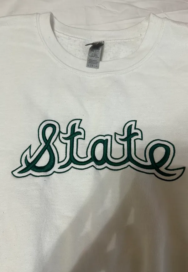 Michigan state Custom Embroidered Crew Neck White Size L - Image 2