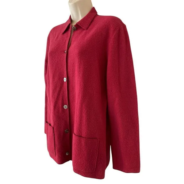 Chico's Design Red buttoned knit pockets long sleeve wool sweater Size 0 (small) - Image 2