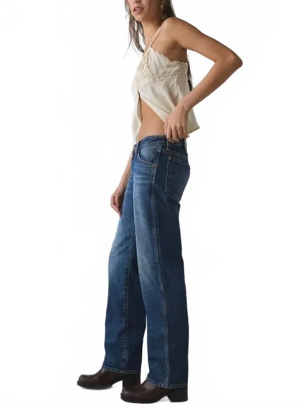 UO Wrangler Cowboy Low-Rise Straight Jeans Urban Outfitters NWT Blazer Blue 28 - Image 5
