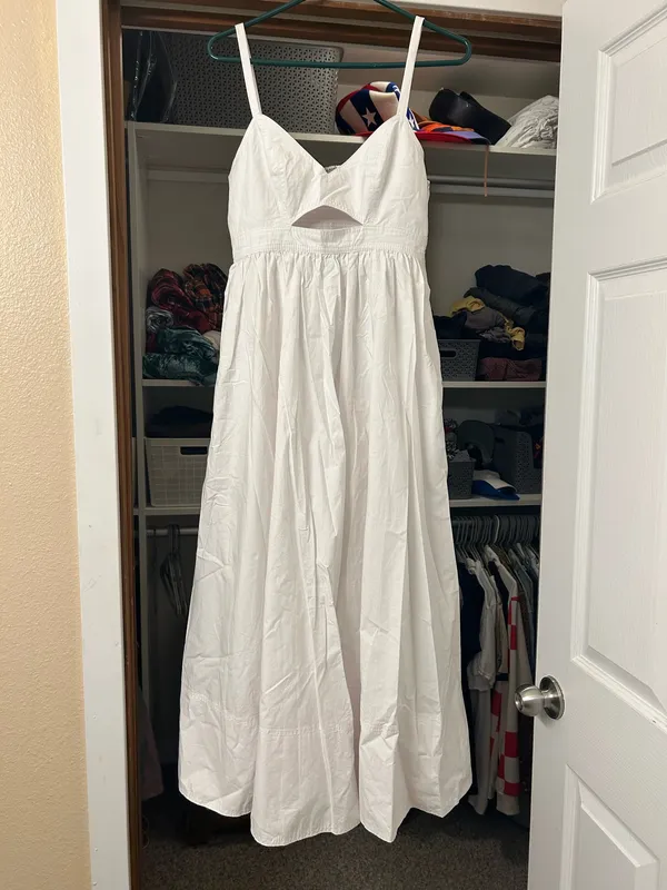 Banana Republic White Isa Cotton Poplin Cutout Flare Midi Dress - Image 2