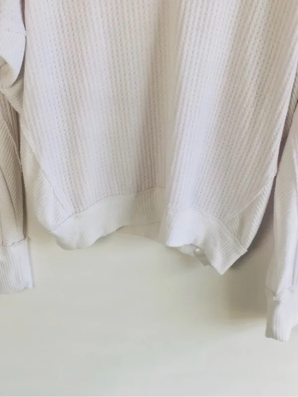 Free People Santa Clara Thermal Top White Oversized Waffle Knit - Image 3