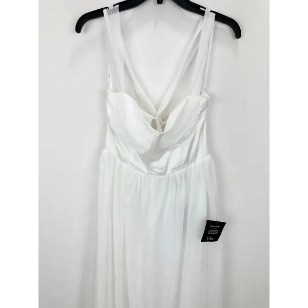 Lulus Twirling For You Ivory Lace-Up Bustier Tulle Midi Dress A Line Large NWT - Image 6