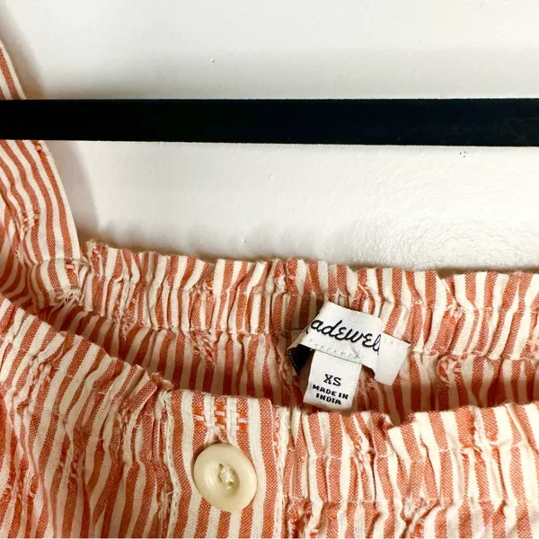Madewell Puff-Sleeve Button-Front Crop Top in Embroidered Stripe XS - Image 7