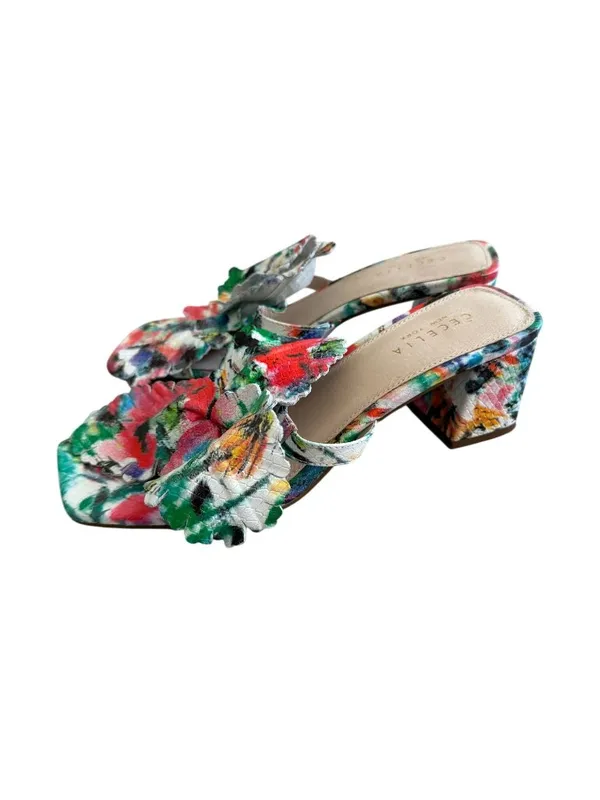 CECELIA NY Multicolor Floral Slide Leather Sandals Size 7.5 - Image 4