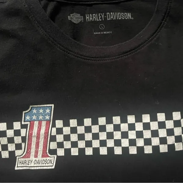 Harley Davidson Graphic T-Shirt Top #1 size large Biker Y2K Racing - Image 3