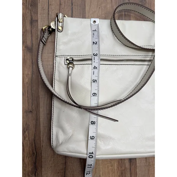 HOBO International Ivory Leather Foldover Crossbody Shoulder Bag - Image 10