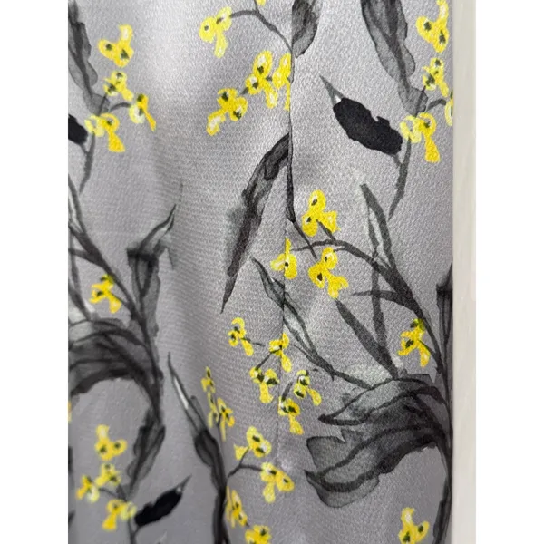 Cupshe‎ Silver Grey Floral Satin Midi Dress Yellow Print Halter Tie Back Medium - Image 2
