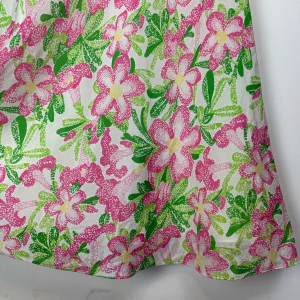 Lilly Pulitzer Floral Midi Dress Sz 2 Cotton Silk Blend Halter Neck Bow Tie Back - Image 8