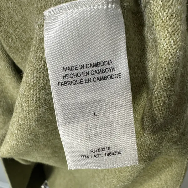 Lucky Brand V-Neck Sweater Women Size L Olive Green‎ Heathered Knit Super Soft - Image 3