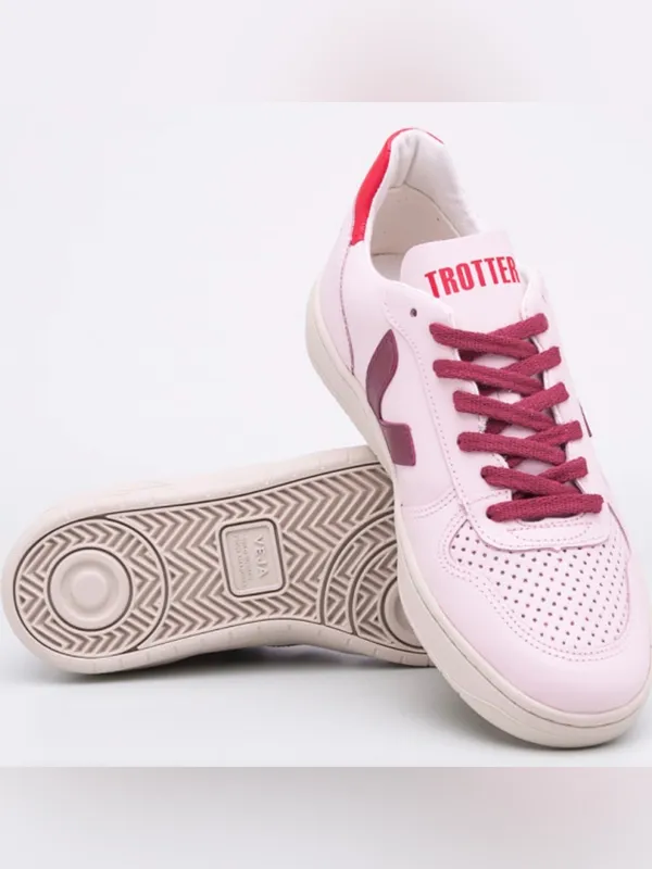 Veja Pink Modetrotter V10 Leather Lady First Low-Top Sneakers | Size 7 - Image 3
