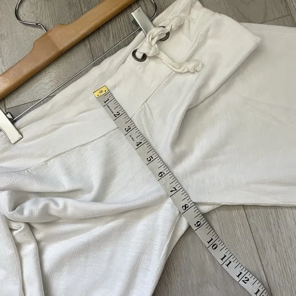 Pink Lotus Sweatpants low rise wide leg womens White xsmall y2k retro loungewear - Image 7
