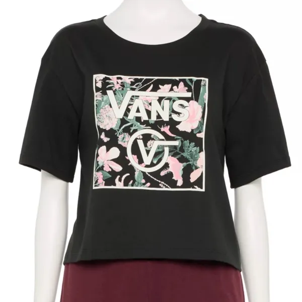 🖤Vans Black Floral Graphic Crop Short Sleeve T-Shirt - Image 5