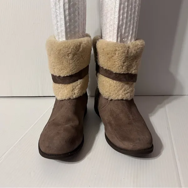 UGG SN 1006039 brown suede sheepskin-lined winter boots women size 8 - Image 3