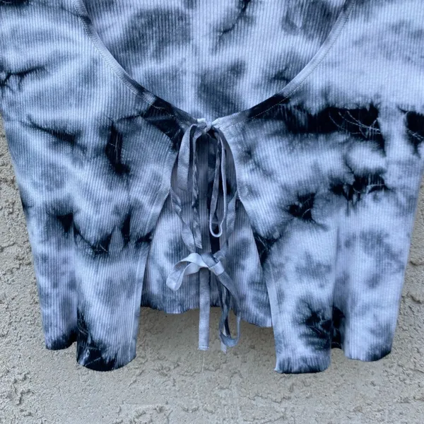 Garage size medium tie dye grey blue open front tie cardigan - Image 5