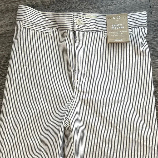 NWT Madewell The Emmett Wide-Leg Crop Pant: In Smokey Grape Stripe Size 23 - Image 5