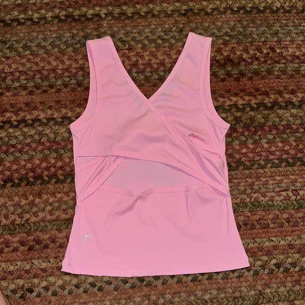 Zyia Pink Ribbed Criss Cross Cut Out Detail Athletic Tank Top - Image 3