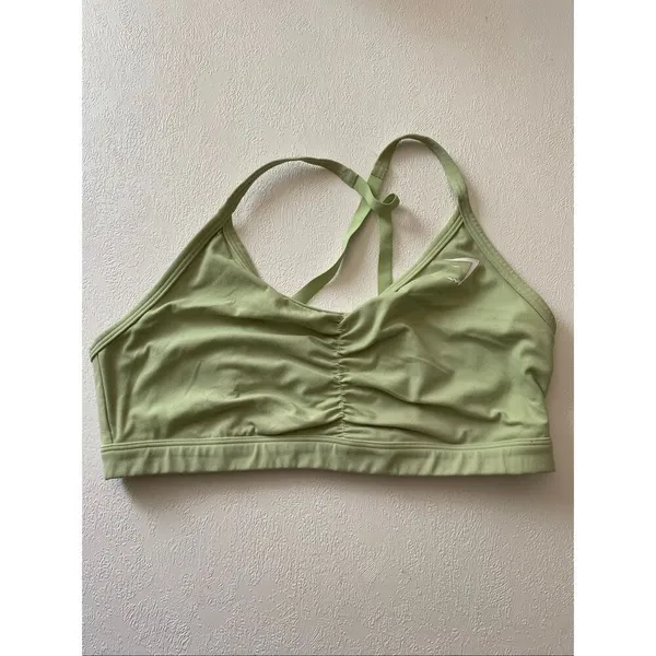 Gymshark Light Green Ruched Sports Bra XS-S Yoga Activewear - Image 2