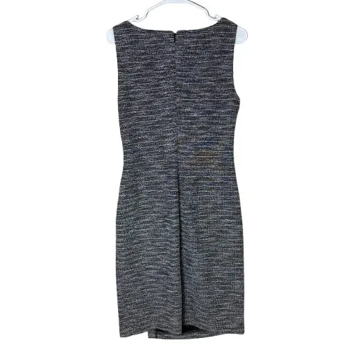 DKNY Tweed Sheath Dress Black Gray Side Button Sleeveless V-Neck Chic Size‎ 10 - Image 4