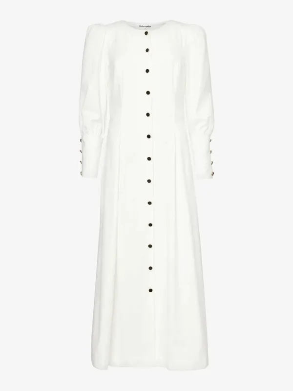 NWT Reformation Halia in White Button-Front Cotton Midi Shirt Dress 12 - Image 2