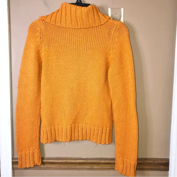 Zara Chunky Button Neck Sweater‎ Orange Size Medium - Image 2