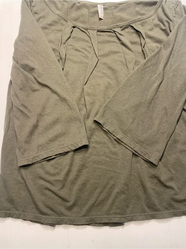 Old Navy Olive Green Swing Top Pleating Detail Scoop Neck 3/4 Sleeve Women Sz M - Image 6