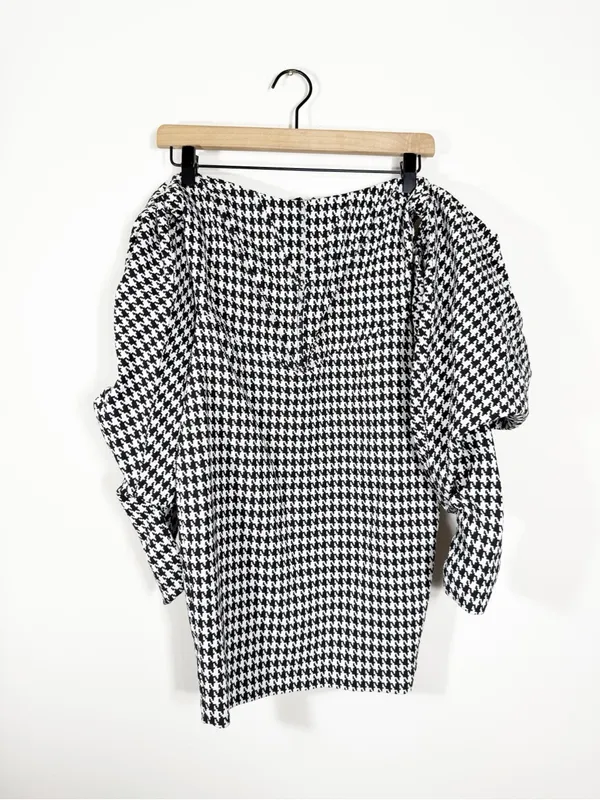 Miss Circle Yesly Houndstooth Puff Sleeve Off the Shoulder Mini Dress Small - Image 2