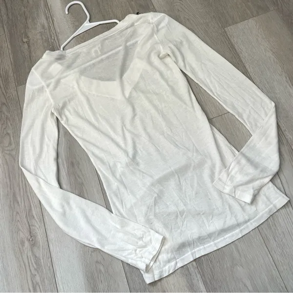 Abercrombie & Fitch Top sequin v neck long sleeve womens White (small) vintage - Image 4