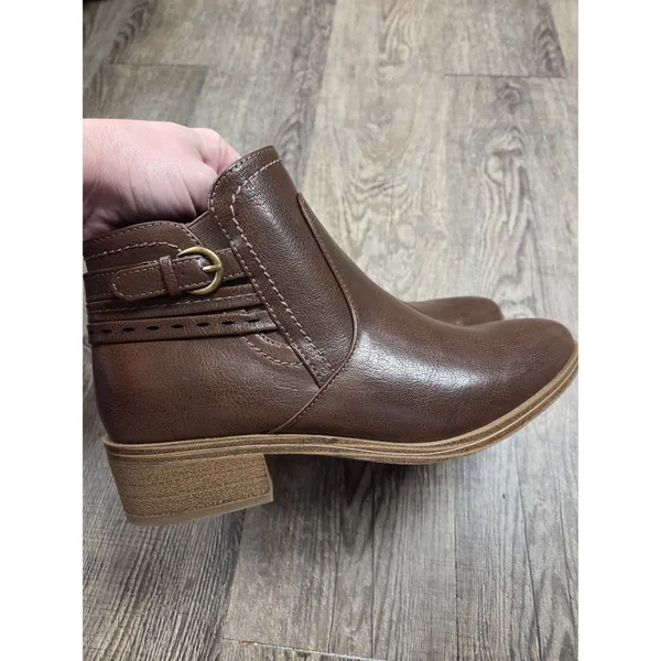 BARETRAPS Medley Ankle Booties 8.5W Brown Leather Block Heel Zip Closure - Image 4