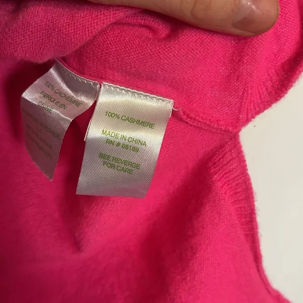 Lilly Pulitzer Hot Pink Vneck Cashmere Side Slit Sweater - Image 6