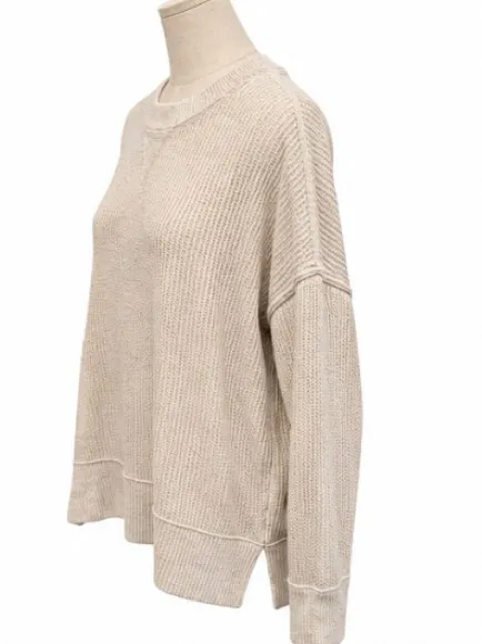 Aerie Medium Oversized Beige Textured Knit Sweatshirt - Image 2