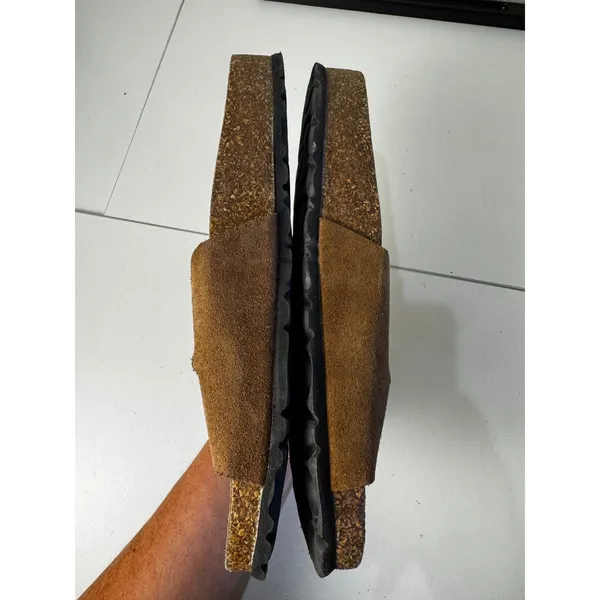 Mootsies Tootsies Sandals Womens 9 Brown Suede‎ Double Buckle Slide Cork Boho - Image 6